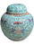 Vintage Chinese Famille Rose Ginger Jar with Lid Turquoise Enamel Ground Floral Scrolls Jingdezhen Mark 20th Century