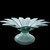 Vintage Recycled Glass Pedestal Bowl Large Green Flower Petal Design Handcrafted in Spain