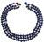 Lapiz Lazuli Triple Strand Knotted String Bead Necklace 14K Gold Clasp, Accents