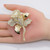 Joan Boyce Pave Crystal Blooming Flower Brooch Pin, Textured Gold Tone