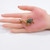 Oscar de la Renta Gold Frog Pin Brooch with Pave Green Crystals, Blue Cabochons