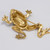 Oscar de la Renta Gold Frog Pin Brooch with Pave Green Crystals, Blue Cabochons