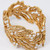 Oscar de la Renta Bamboo Leaf Faux Pearl Hinged Cuff Bracelet in Gold