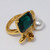 Oscar de la Renta Bold Green, Amber Crystal and Pearl Cocktail Ring