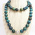 Hubei Turquoise Bead Necklace with 14 Karat White Gold Clasp and Accents