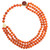 Carnelian Bead Knotted String Triple Strand Necklace, 14 Karat Clasp