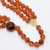 Carnelian Bead Knotted String Triple Strand Necklace, 14 Karat Clasp