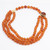 Carnelian Bead Knotted String Triple Strand Necklace, 14 Karat Clasp
