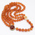 Carnelian Bead Knotted String Triple Strand Necklace, 14 Karat Clasp