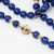 Lapis Lazuli Long Rope Bead Necklace, 14 Karat Gold, Diamond and Ruby Gold Clasp
