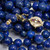 Lapis Lazuli Long Rope Bead Necklace, 14 Karat Gold, Diamond and Ruby Gold Clasp