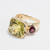 Certified Lemon Quartz and Garnet 14 Karat Statement Cocktail Ring, Band