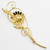 Van Dell Long Flower Wire Brooch Pin w Faux Pearl Center, Gold Filled Sterling