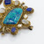 Dangling Brass Statement Pendant with Quartz, Pearl, in Blue, Teal, Clear