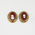 West Germany Red Glass Cameo Brooch and Clip On Earrings, Faux Pearls, Goldtone