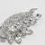 Vintage Floral Motif Clear Crystal Brooch Pin, Rhodium Plated, Circa Mid 1900s
