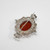 Art Nouveau Ornate Silver Filigree Carnelian Cabochon Pin Brooch, Early 1900s