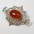 Art Nouveau Ornate Silver Filigree Carnelian Cabochon Pin Brooch, Early 1900s