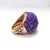 Oscar de la Renta Carved Purple Resin and Crystal Ring in Antique Brass Tone