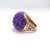 Oscar de la Renta Carved Purple Resin and Crystal Ring in Antique Brass Tone