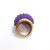 Oscar de la Renta Carved Purple Resin and Crystal Ring in Antique Brass Tone