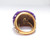 Oscar de la Renta Carved Purple Resin and Crystal Ring in Antique Brass Tone