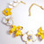 KJL Kenneth Jay Lane Flower Necklace Yellow White Enamel Faux Pearl & Crystals