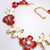 KJL Kenneth Jay Lane Flower Necklace Red White Enamel Faux Pearl & Crystals