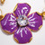 KJL Kenneth Jay Lane Flower Necklace Purple White Enamel Faux Pearl & Crystals