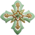 Vintage Lisner Green Enamel Maltese Cross Pin Brooch Signed