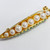 Vintage Pave Gold Tone White Artificial Pearl Pea Pod Pin Brooch