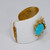 KJL Kenneth Jay Lane White Enamel Crystal  Resin Scarab Cuff Bracelet in Gold