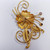 Flower and Leaf Amethyst Crystal Pin Brooch in Gold, Mid 1900s