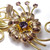 Flower and Leaf Amethyst Crystal Pin Brooch in Gold, Mid 1900s