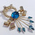 Scitarelli Flower and Bow Blue and White Crystal Pin Brooch Pendant, 1950s
