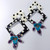 Painted Enamel Polka-Dot Flower Earrings, Post Backs, Black White Teal Purple