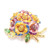 Jay Strongwater Pansy Flower Bouquet Enamel and Crystal Brooch, Pin, Pendant