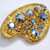 Painting Easel Motif Pin Brooch with Aurora Prong Set Borealis Crystals in Gold