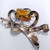 Lampl Sterling Silver Decorative Bow Motif Pin Brooch With Large Orange Crystal