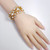 KJLK Kenneth Jay Lane Floral Gold Crystal and Faux Pearl Leaf Link Bracelet