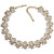 KJL Kenneth Jay Lane Floral Gold Crystal and Faux Pearl Leaf Link Necklace