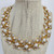 KJL Kenneth Jay Lane Floral Gold Crystal and Faux Pearl Leaf Link Necklace