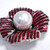 KJL Kenneth Jay Lane Red Crystal and Faux Ruby Flower Pin Brooch in Silver