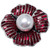 KJL Kenneth Jay Lane Red Crystal and Faux Ruby Flower Pin Brooch in Silver