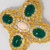 KJL Kenneth Jay Lane Gold Filigree, Green Cabochon and Crystal Pin Brooch