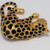 Oscar de la Renta Spotted Cheetah Pin Brooch in Gold, Black Enamel