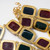 Kenneth Jay Lane KJL Multicolor Jelly Cabochon Gold Bezel Link Necklace