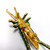 KJL Kenneth Jay Lane Grasshopper Brooch, Green Enamel, Clear Crystals, in Gold