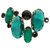 Jet Black and Emerald Green Open Back Crystal Pin Brooch, Mid 1900s
