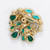 Pacific Opal and Emerald Colored Open Back Crystal and Cabochon Pin Brooch